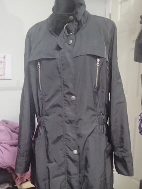 SoyaConept Large Black Water Resistant Trench Coat Jacket